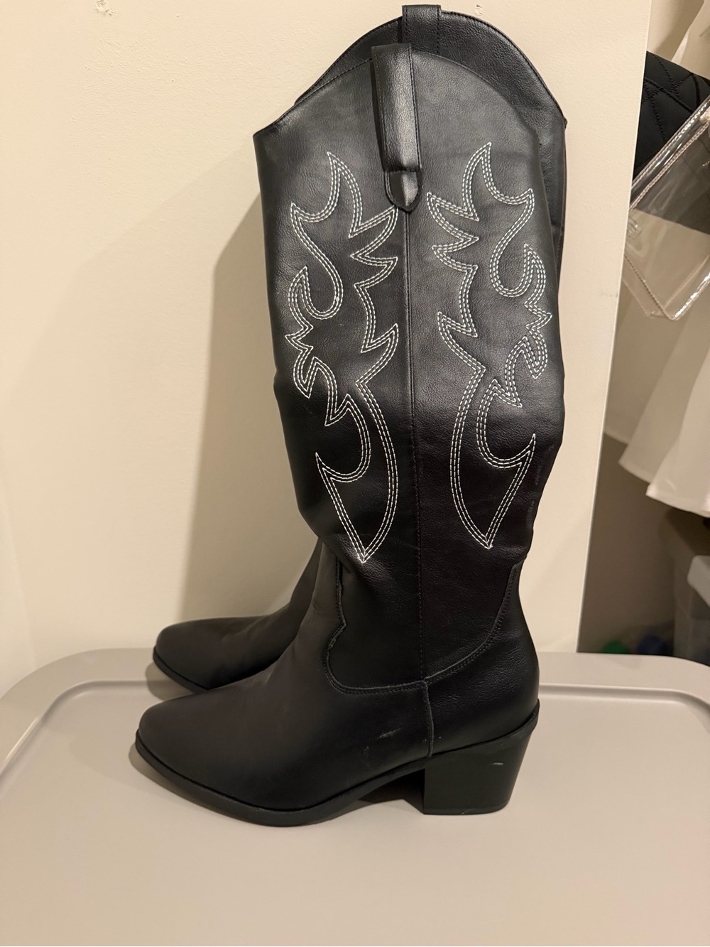 Women’s Black Western Knee-High Cowgirl Boots